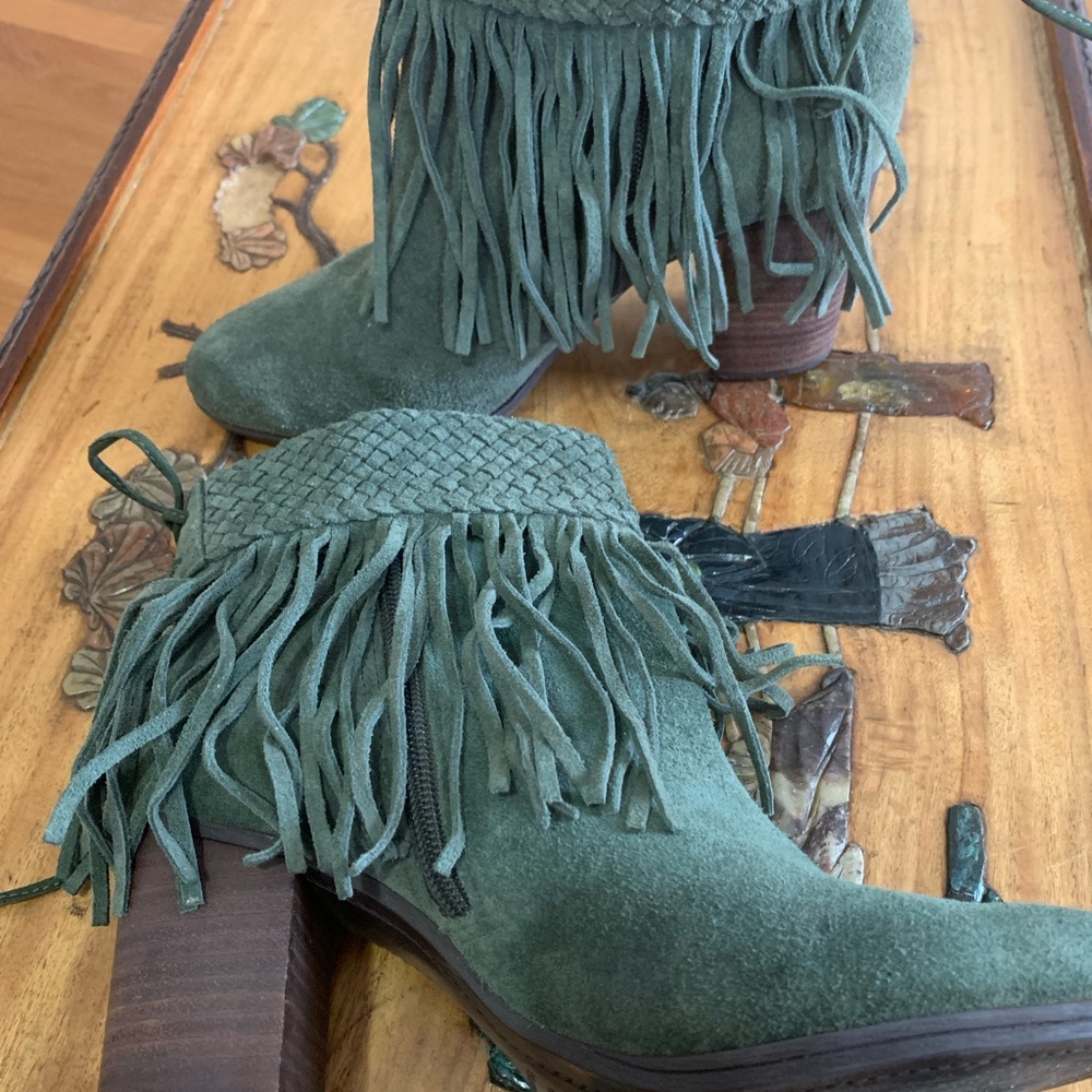 Schutz fringe suede ankle boots